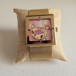 TOKIDOKI Donutella 2008 Gold & Pink Womens Watch RARE